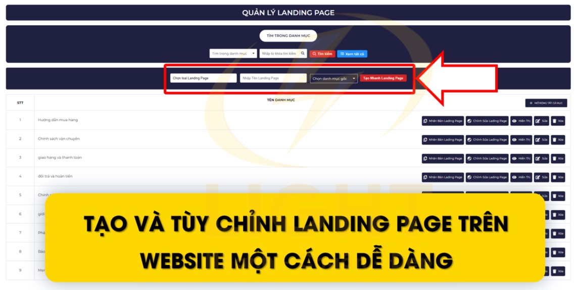 Đa dạng với 150 landing page