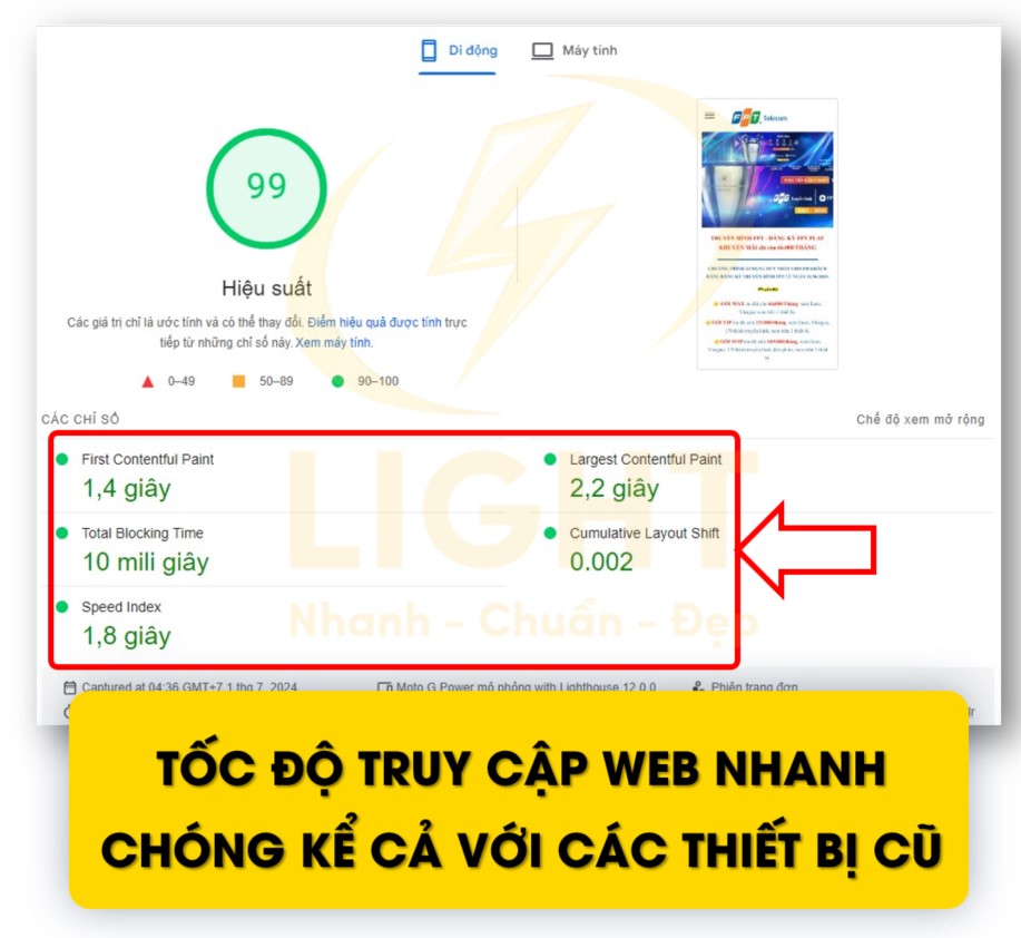 Tốc độ truy cập web nhanh chóng kể cả với các thiết bị cũ