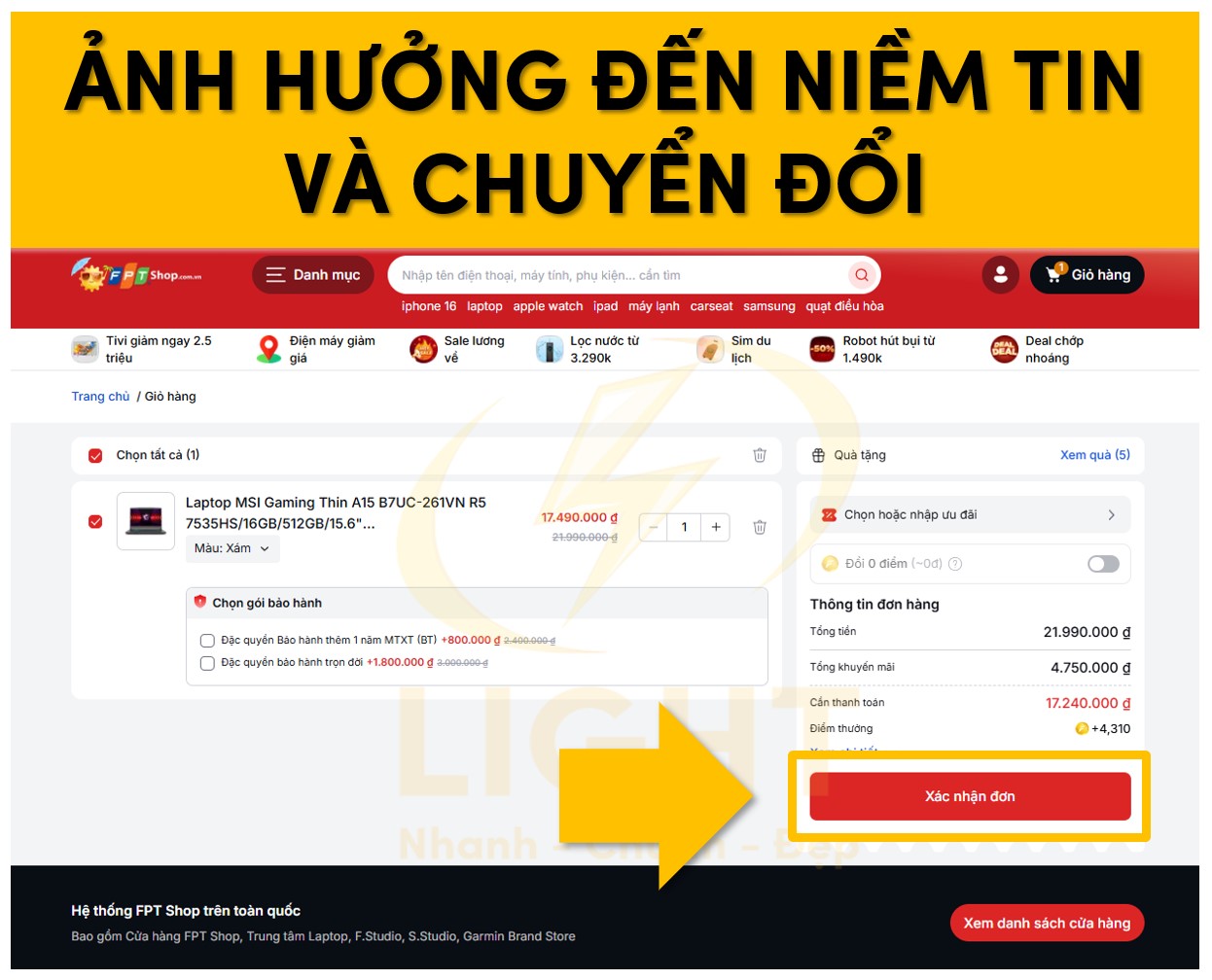 Tác động tới niềm tin và chuyển đổi trên trang
