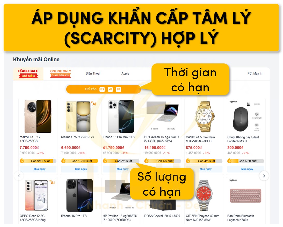 Áp dụng Scarcity tâm lý khẩn cấp hợp lý