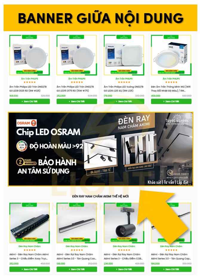 Banner web đặt giữa nội dung