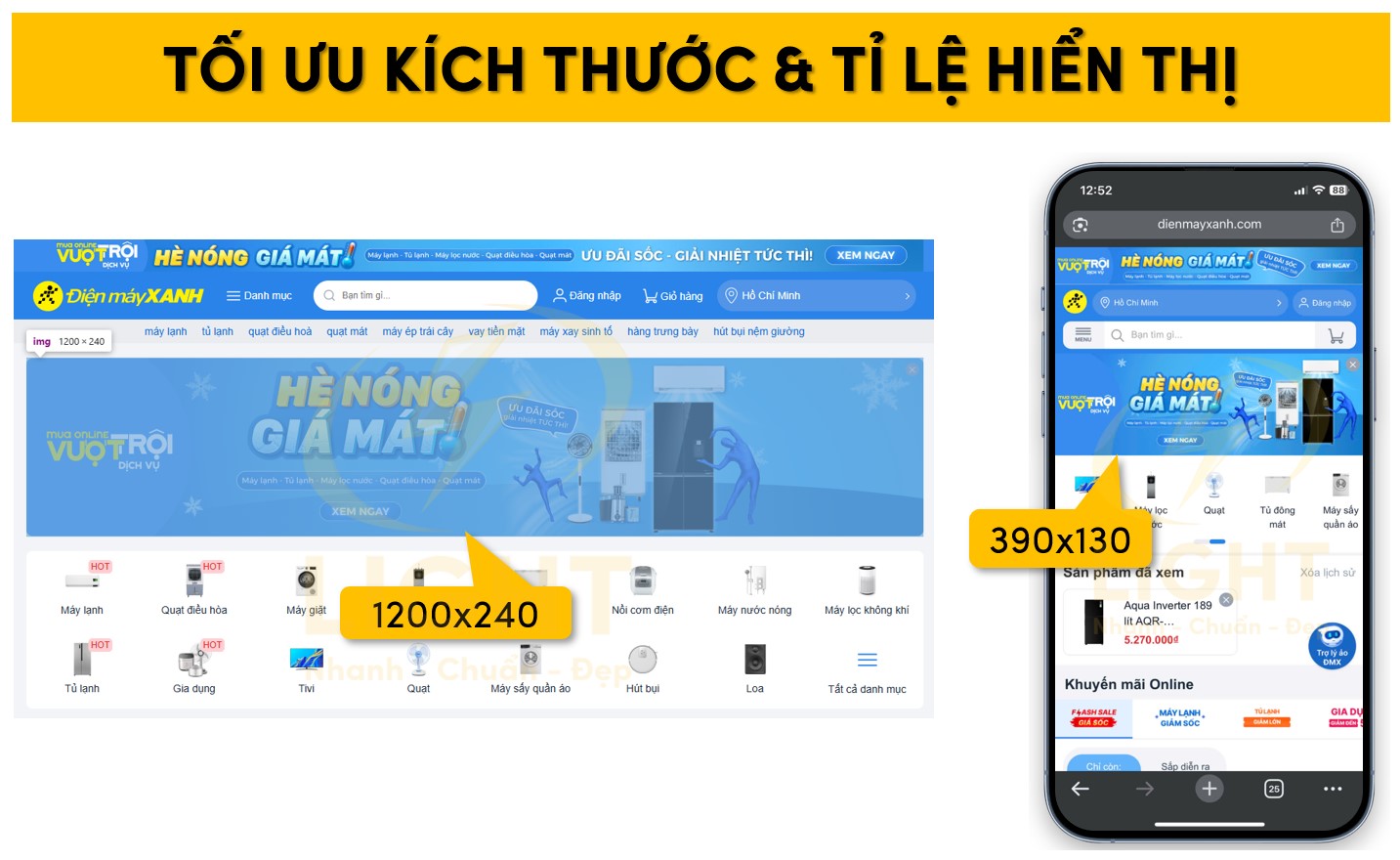 Tối ưu tỉ lệ hiển thị và kích thước banner web