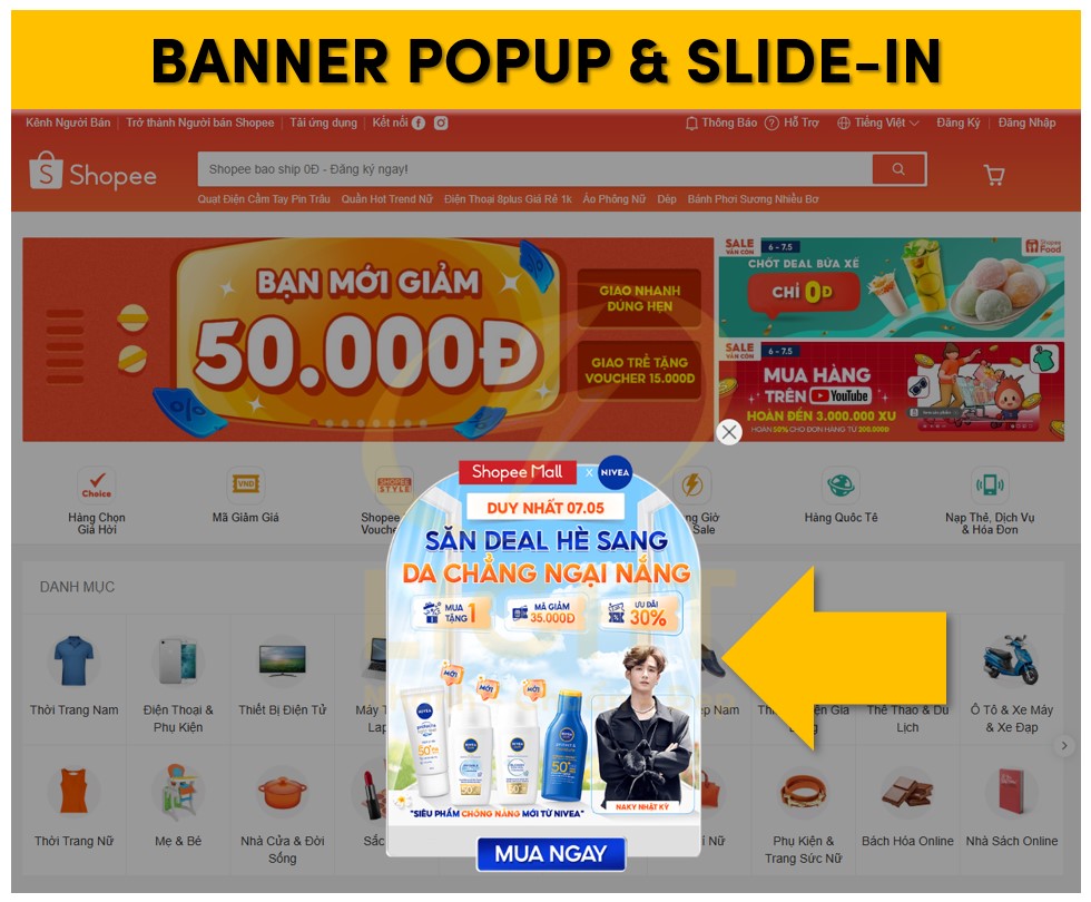 Dạng banner web popup trên trang