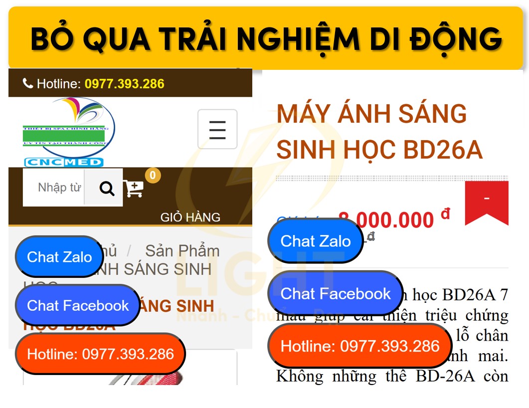 Website không tương thích trên các thiết bị