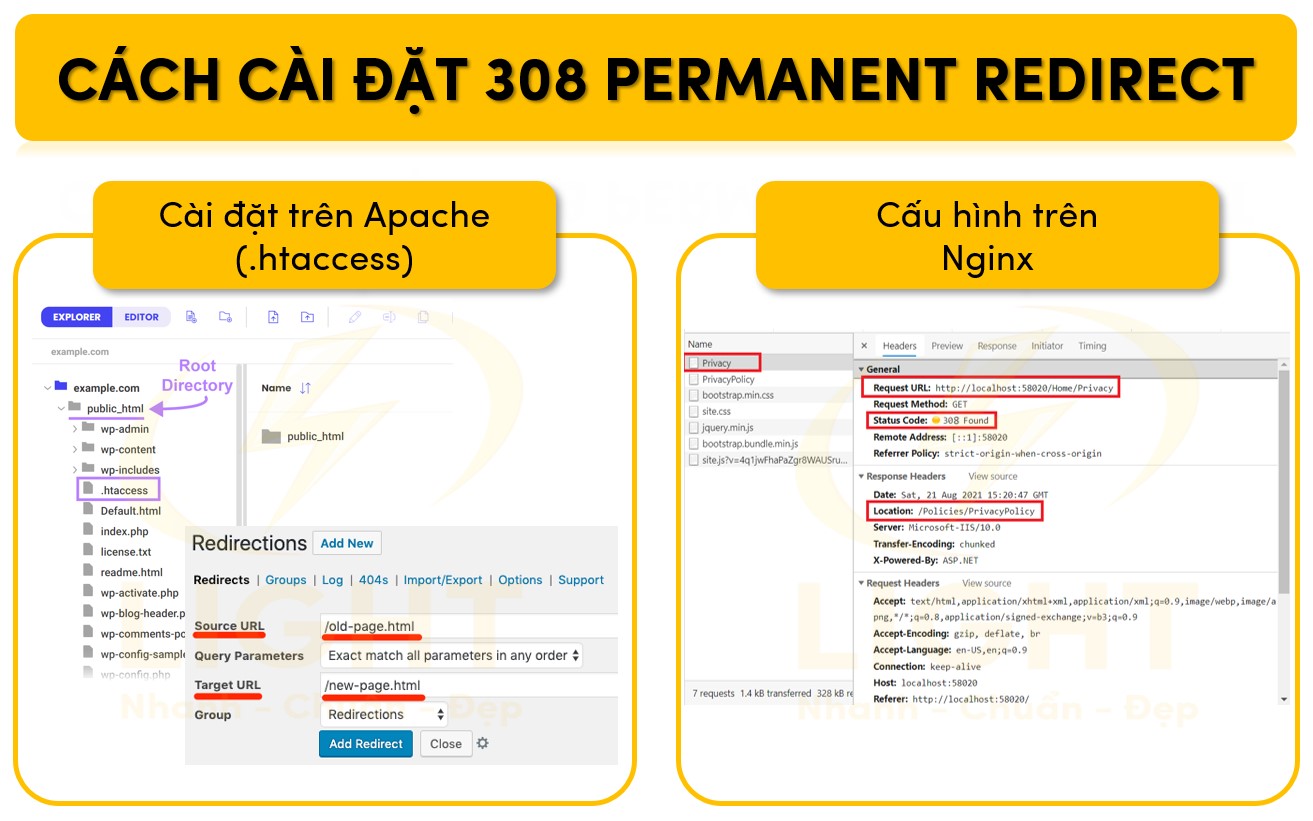 Cách cài đặt 308 Permanent Redirect