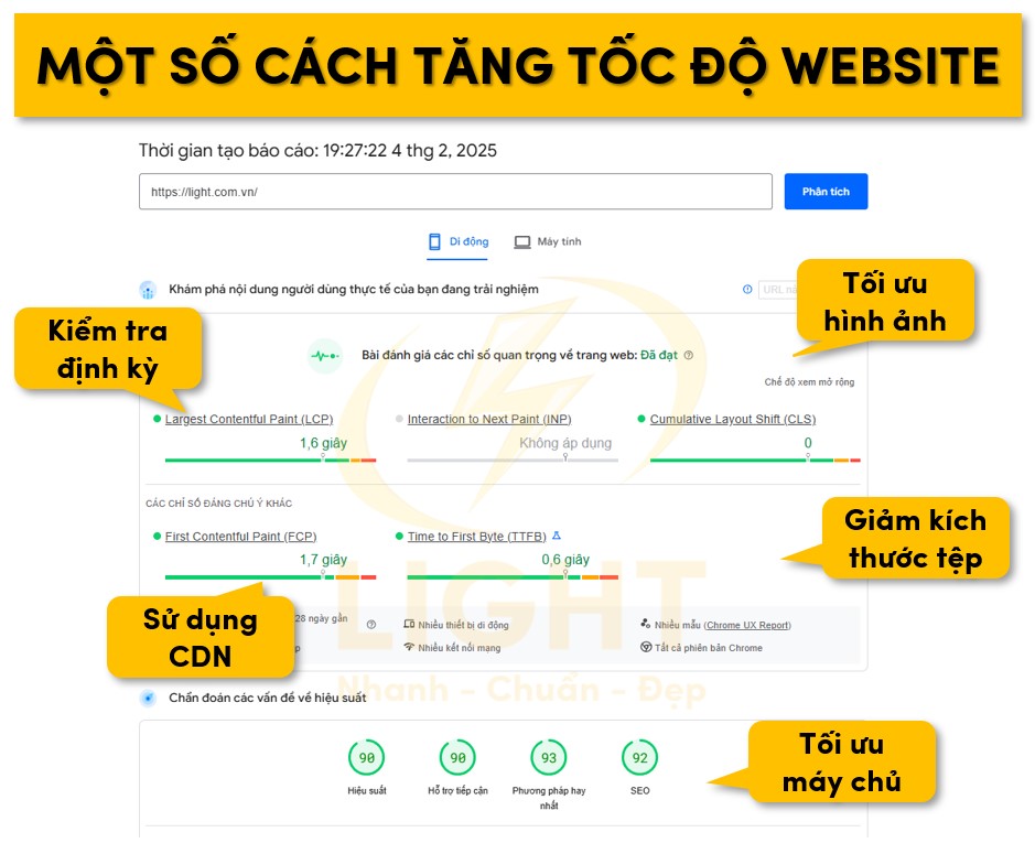 Một số cashc tăng tốc độ website