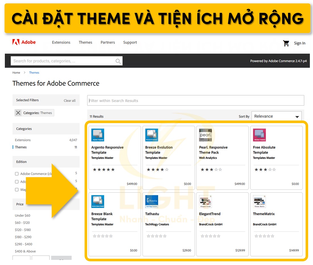 Tải theme và các tiện ích mở rộng