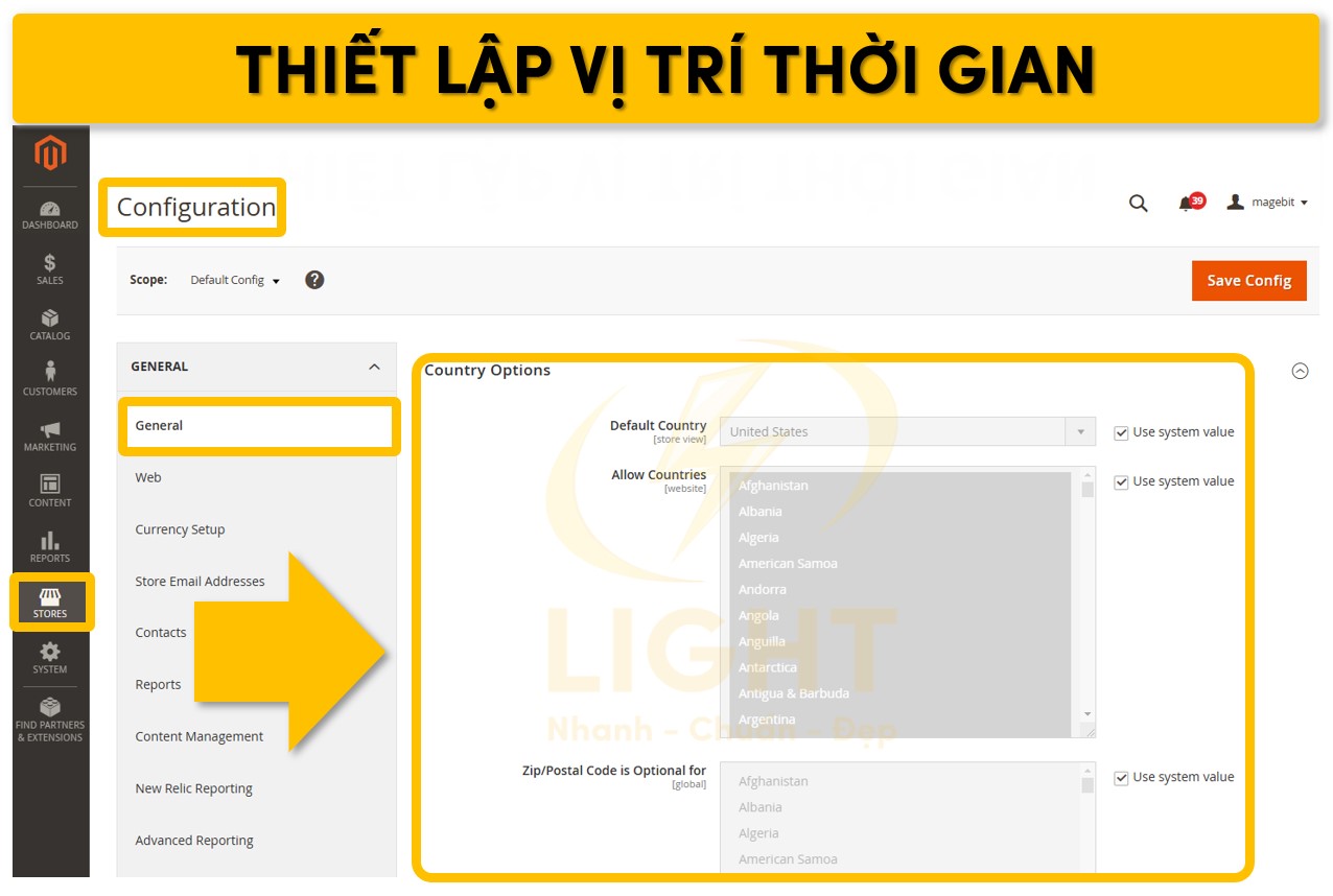 Cài đặt một số thông tin về vị trí và thời gian
