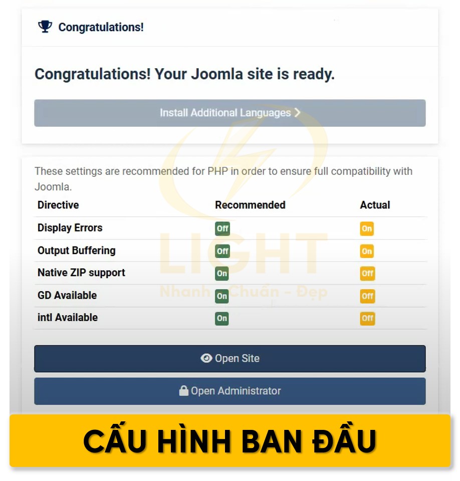 Cài đặt một số cấu hình ban đầu