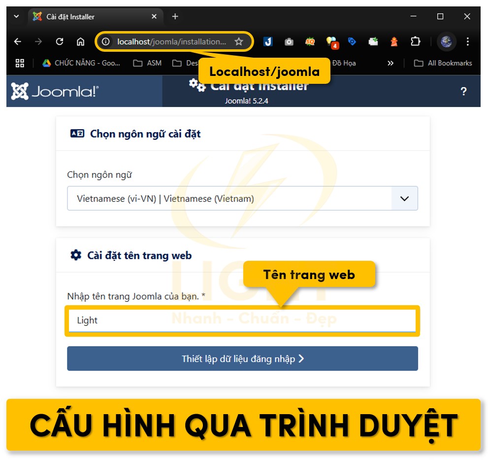 Tiến hành cài đặt qua trình duyệt
