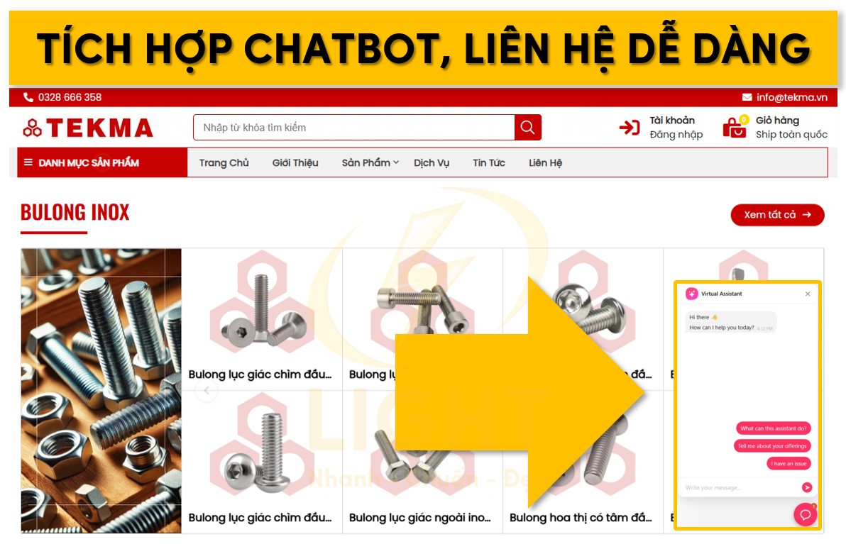 Tích hợp liên hệ và chat bot trên trang
