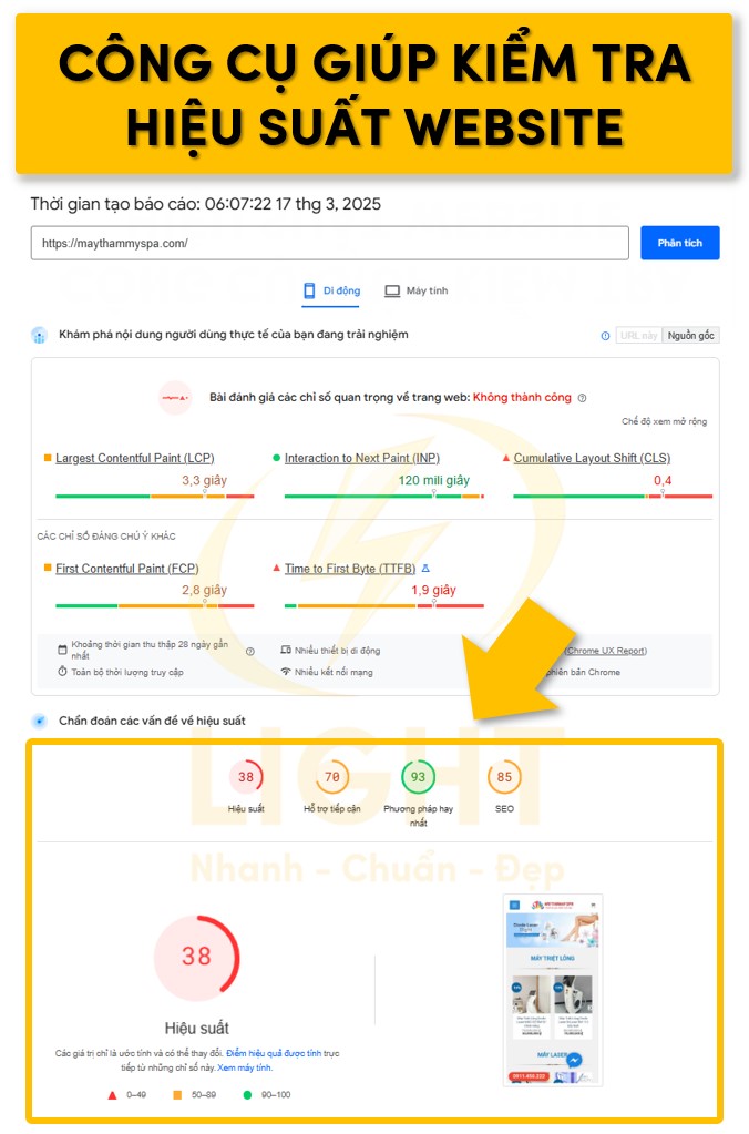Công cụ hỗ trợ kiểm tra hiệu suất website