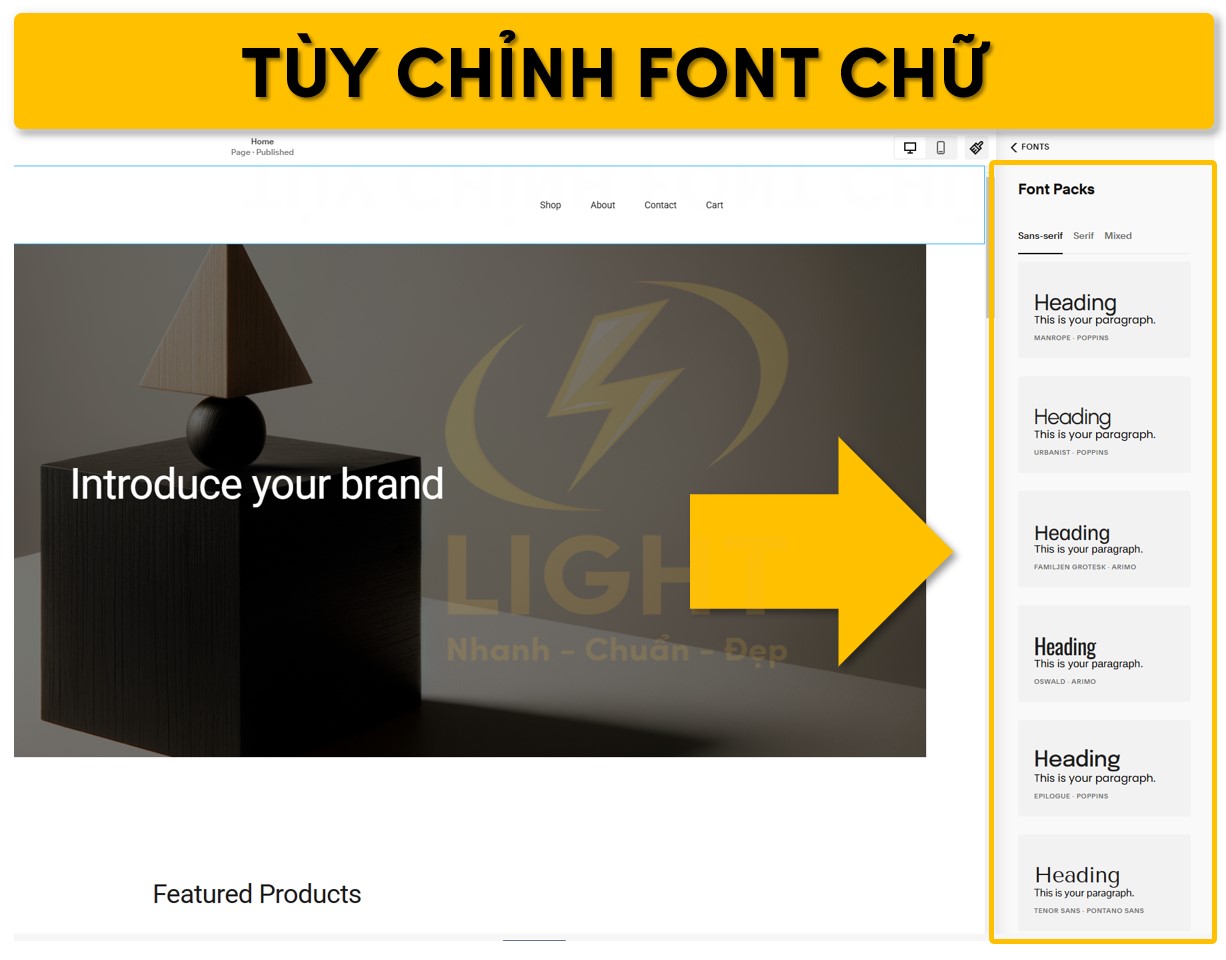 Chỉnh sửa font chữ