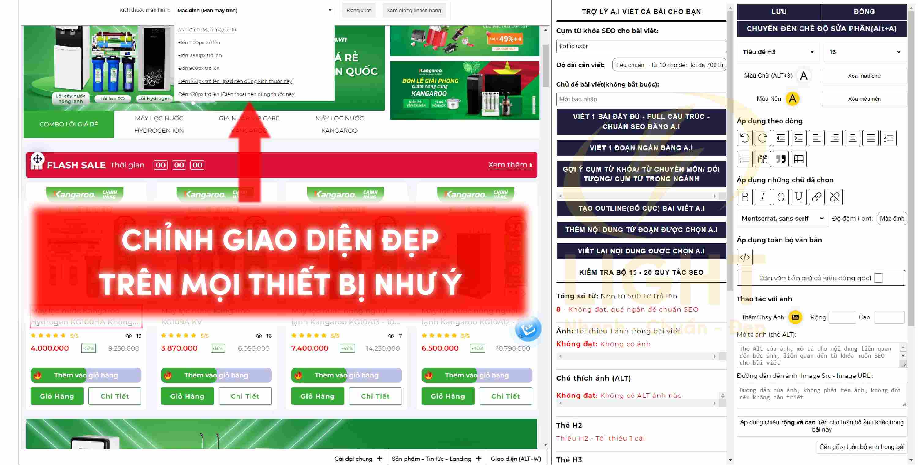 chỉnh giao diện web đẹp trên mọi thiết bị