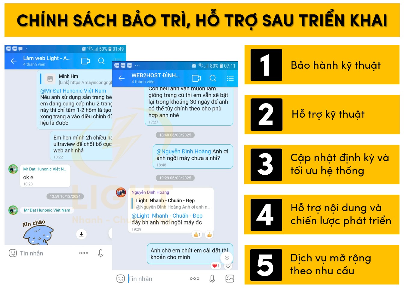 Các chính sách hỗ trợ, bảo trì sau khi triển khai