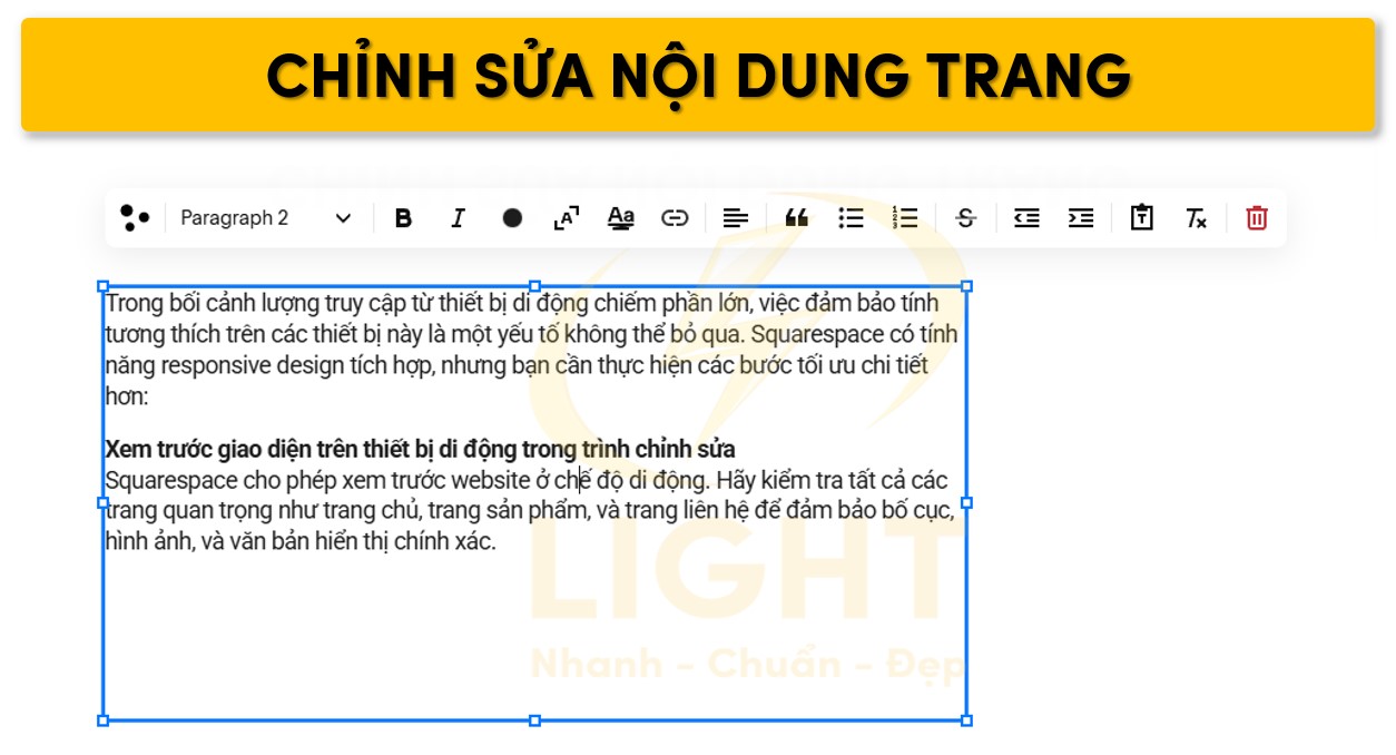 Điều chỉnh nội dung trong trang