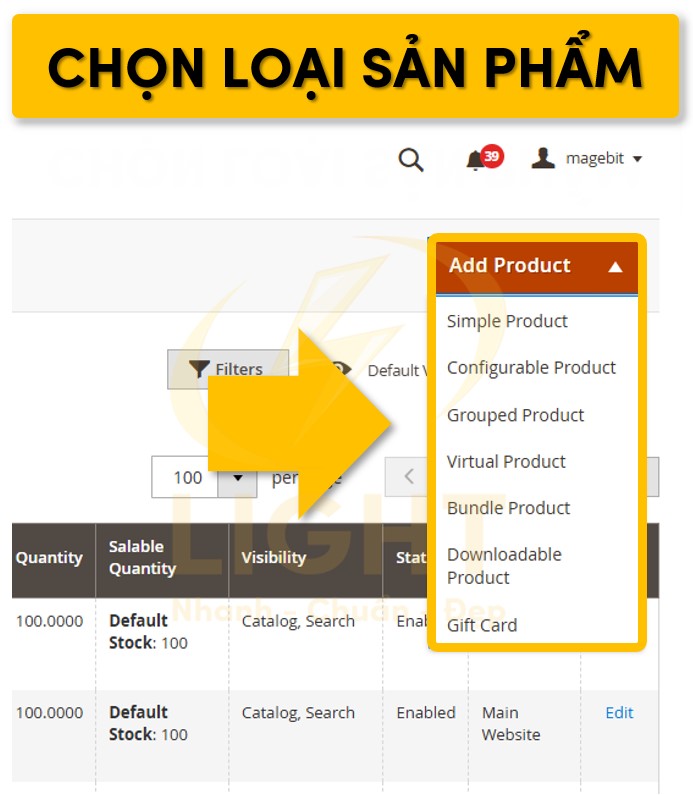 Lựa chọn sản phẩm muốn thêm