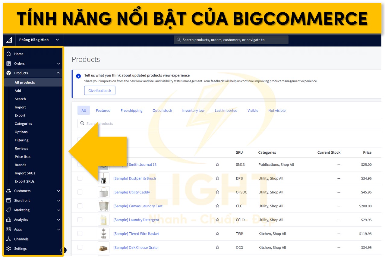 Các chức năng nổi bật của BigCommerce