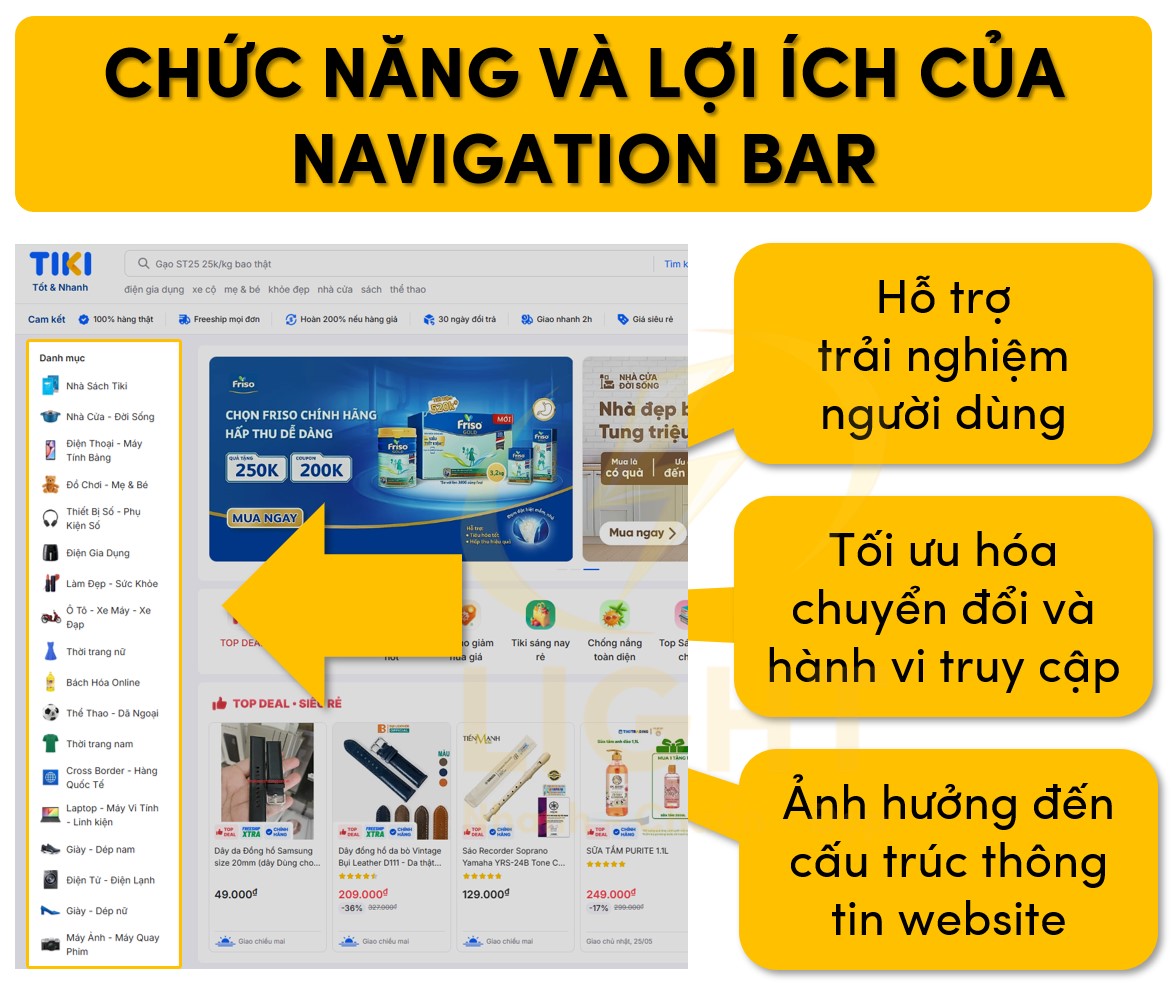 Tính năng và ưu điểm của Navigation Bar