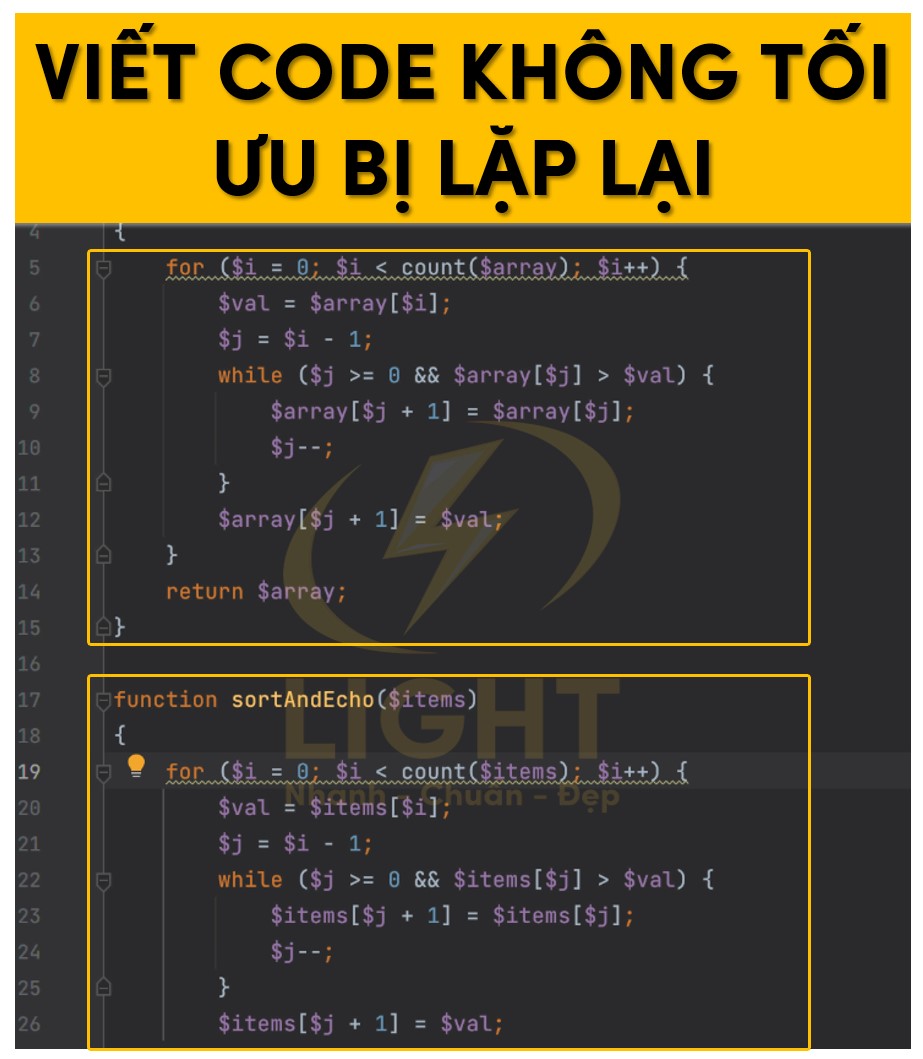 Không tận dụng được mã code bị lặp lại
