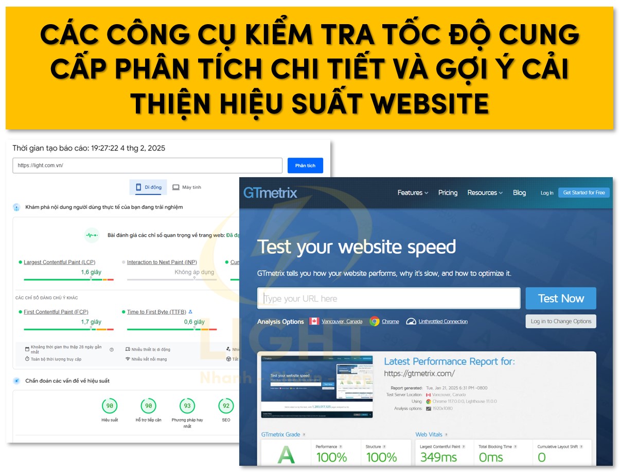 Các công cụ kiểm tra tốc độ không chỉ đưa ra các con số mà còn cung cấp phân tích chi tiết và gợi ý cải thiện