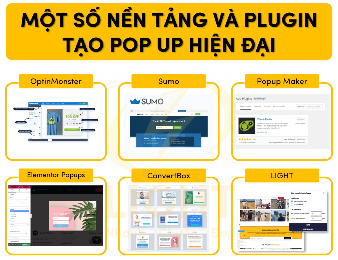 Một số nền tảng và plugin tạo Pop Up hiện đại