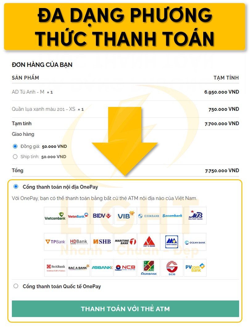 Hình thức thanh toán đa dạng