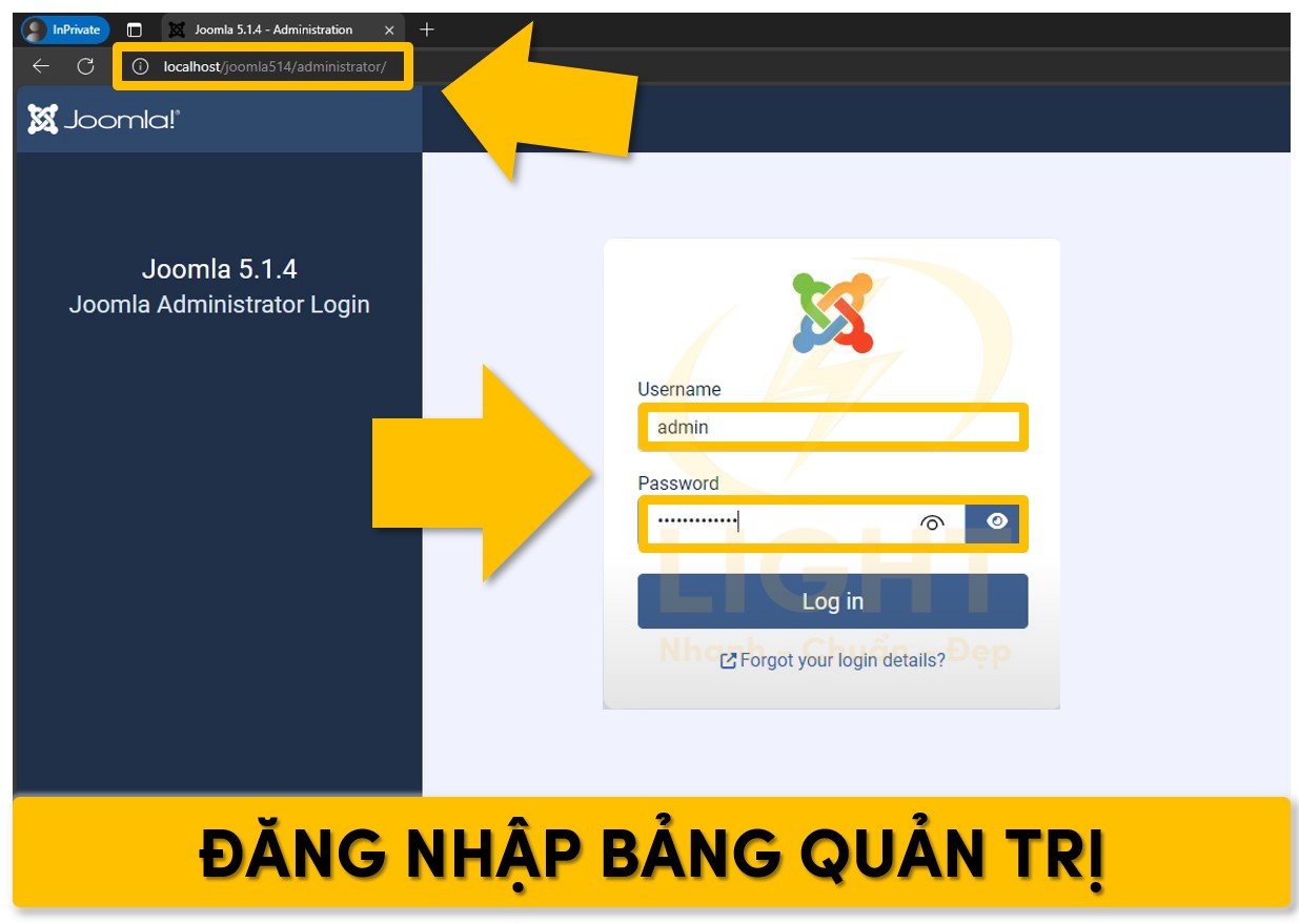 Truy cập vào trang quản trị của Joomla