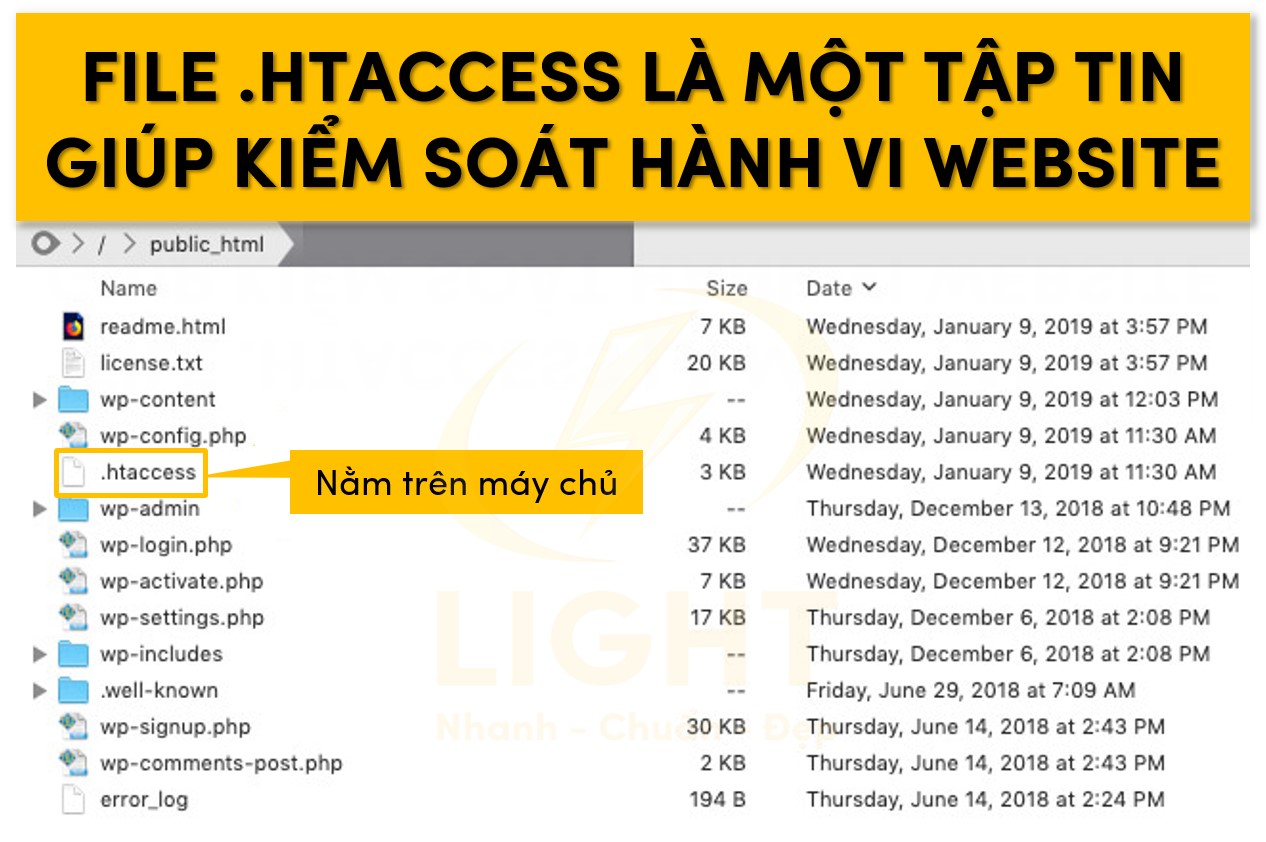 File .htaccess là một tập tin giúp kiểm soát hành vi website