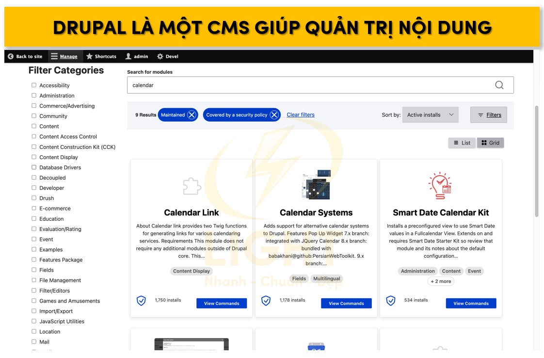 Drupal là một nền tảng giúp quản trị thông tin trên trang