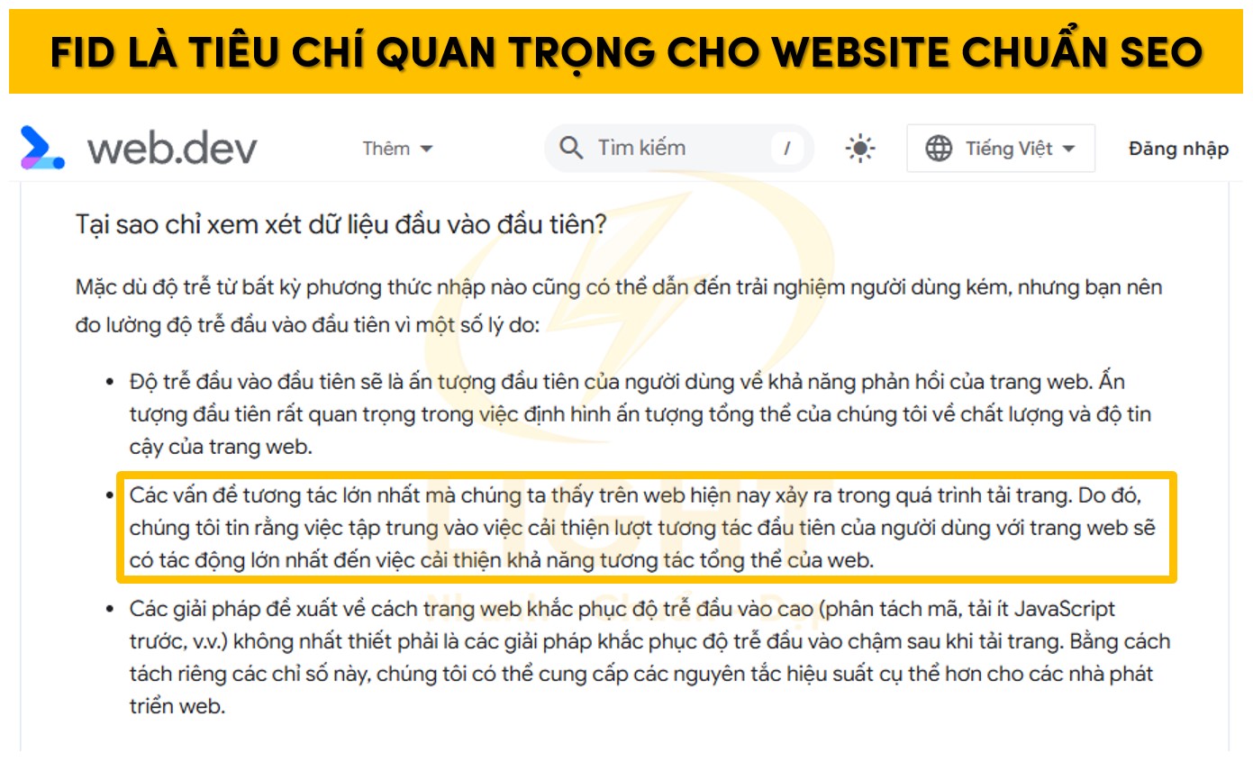 FID là một tiêu chuẩn cần thiết cho website chuẩn SEO