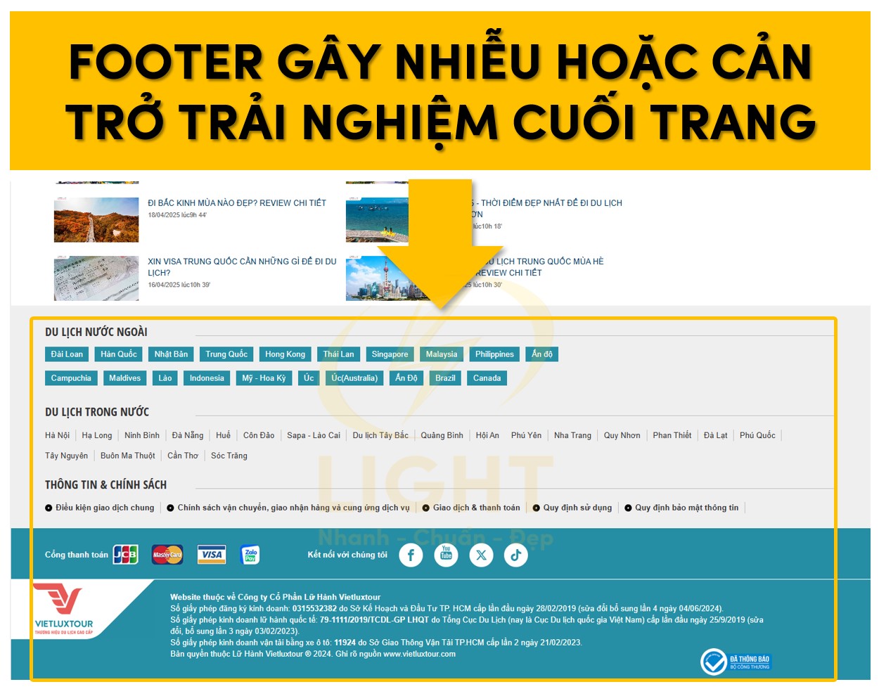 Footer gây nhiều hoặc cản trở trải nghiệm người dùng