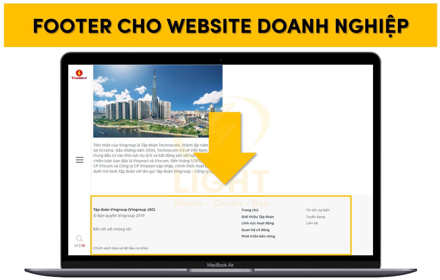 Footer cho dạng website doanh nghiệp