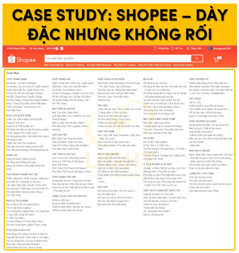 Footer Shopee dày đặc nhưng không rối