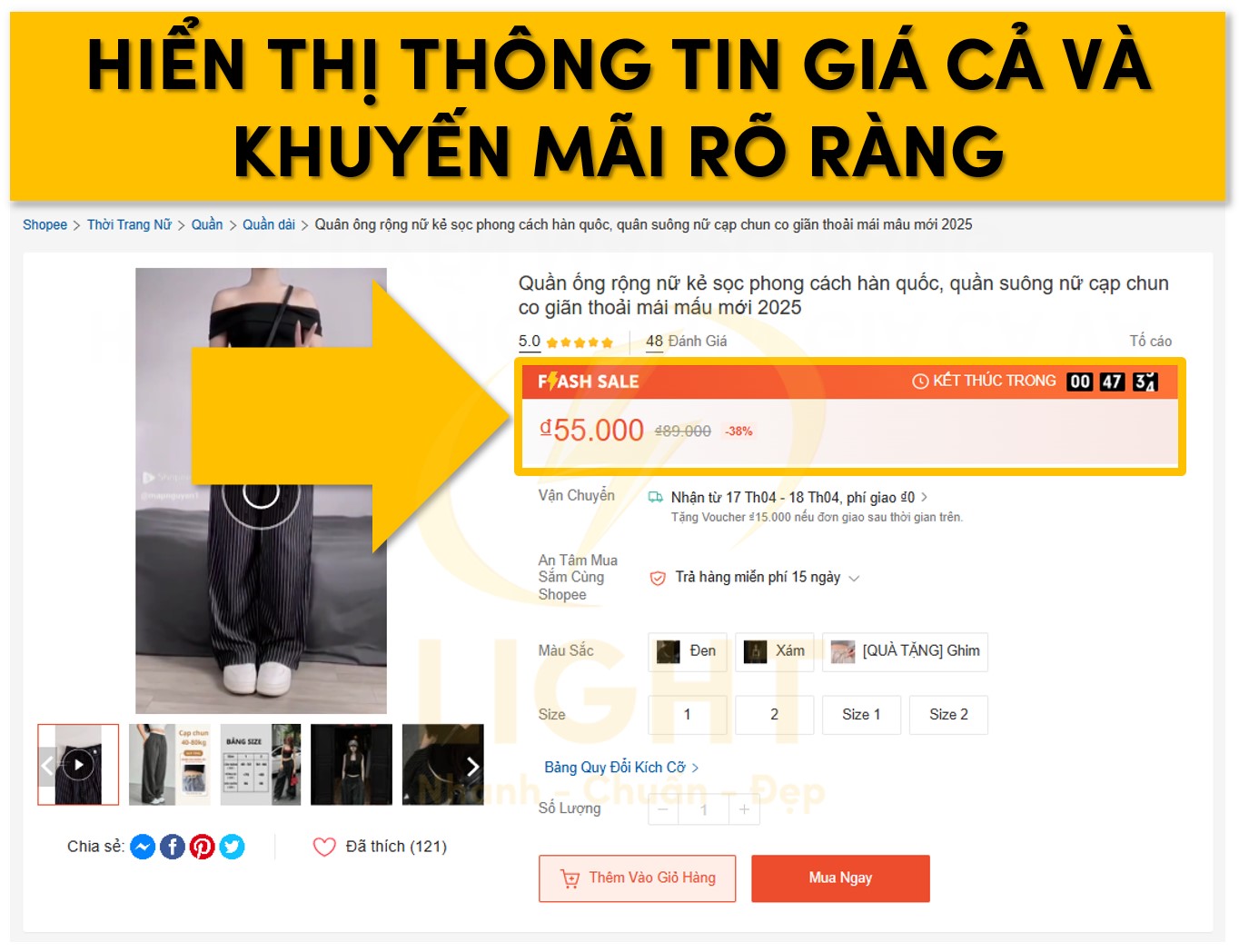 Hiển thị giá cả và khuyến mãi rõ ràng