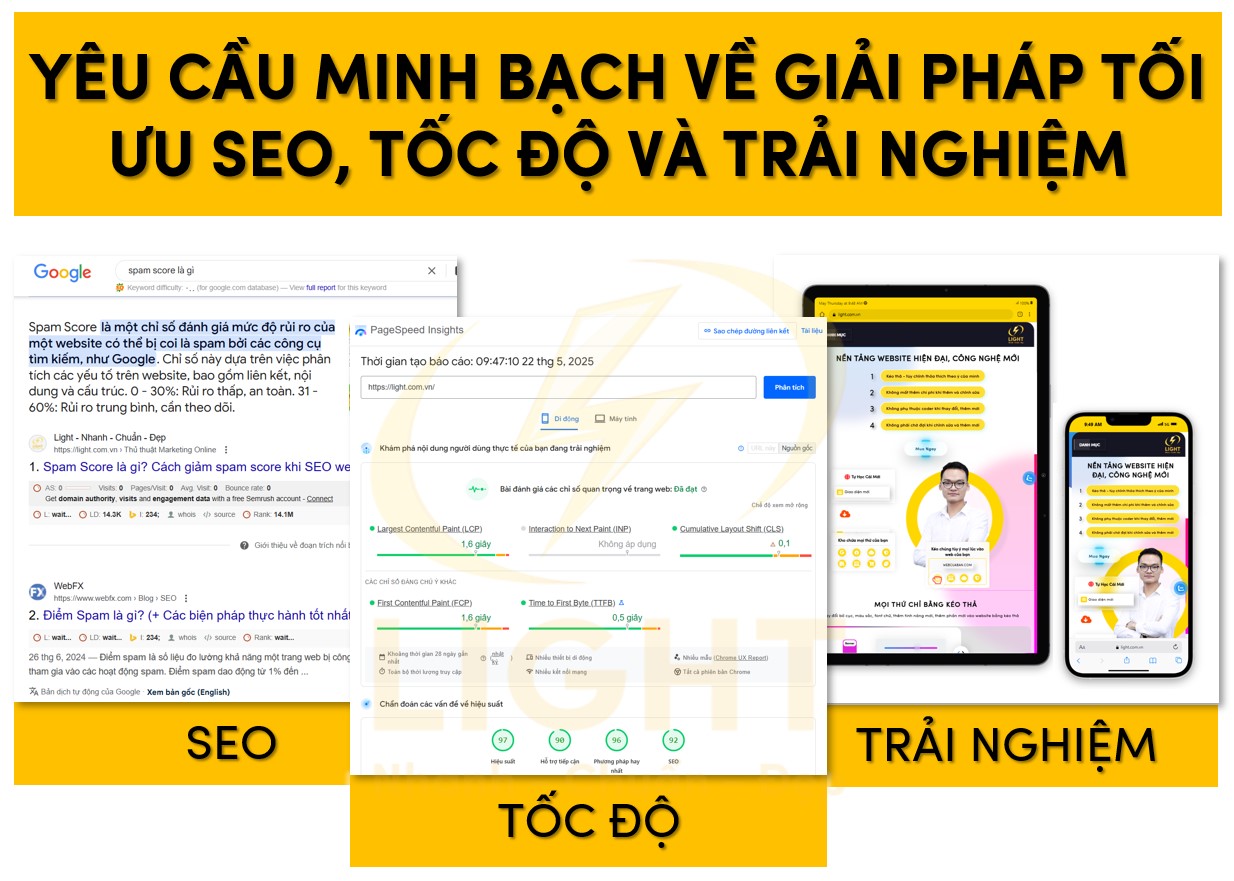 Yêu cầu rõ ràng về giải pháp tối ưu SEO, tốc độ và trải nghiệm