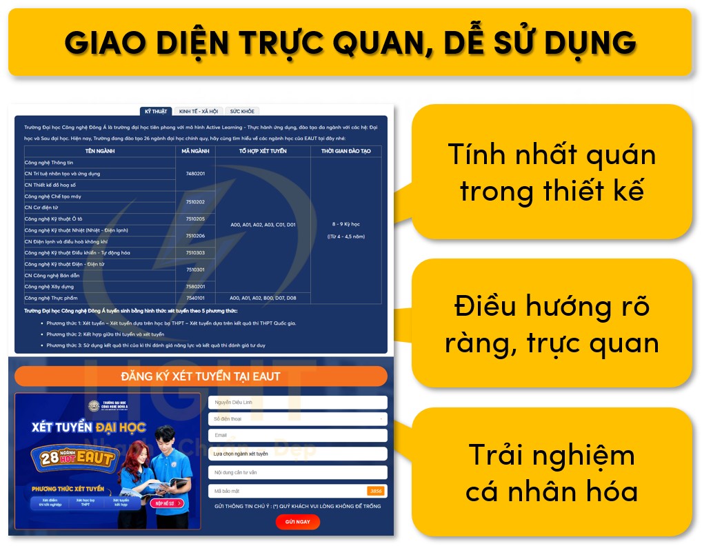 Giao diện trang web giáo dục cần trực quan và dễ sử dụng