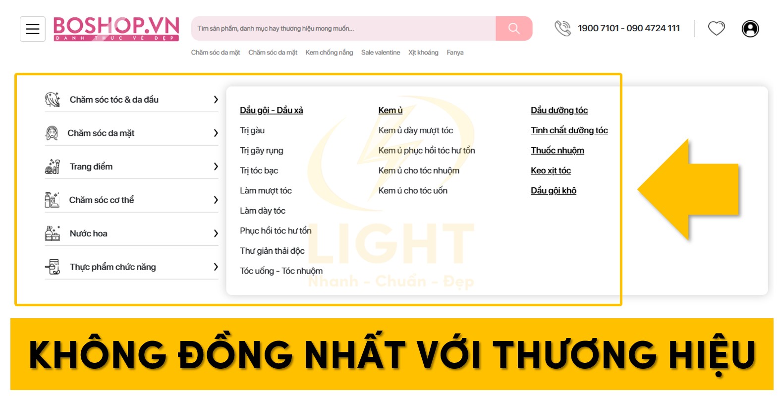 Header thiết kế không đồng nhất thương hiệu