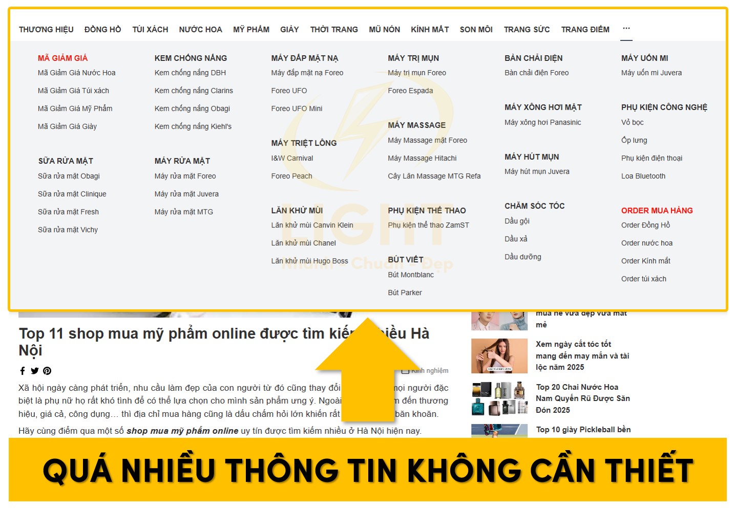 Thừa các dữ liệu không cần thiết trên header