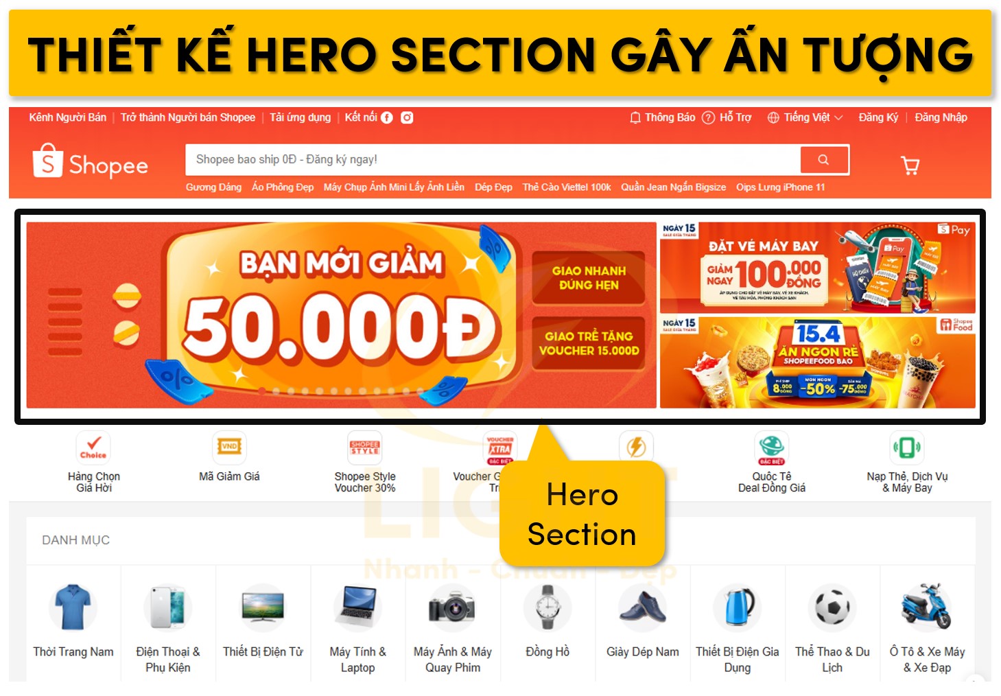 Tối ưu Hero Section giúp gây ấn tượng