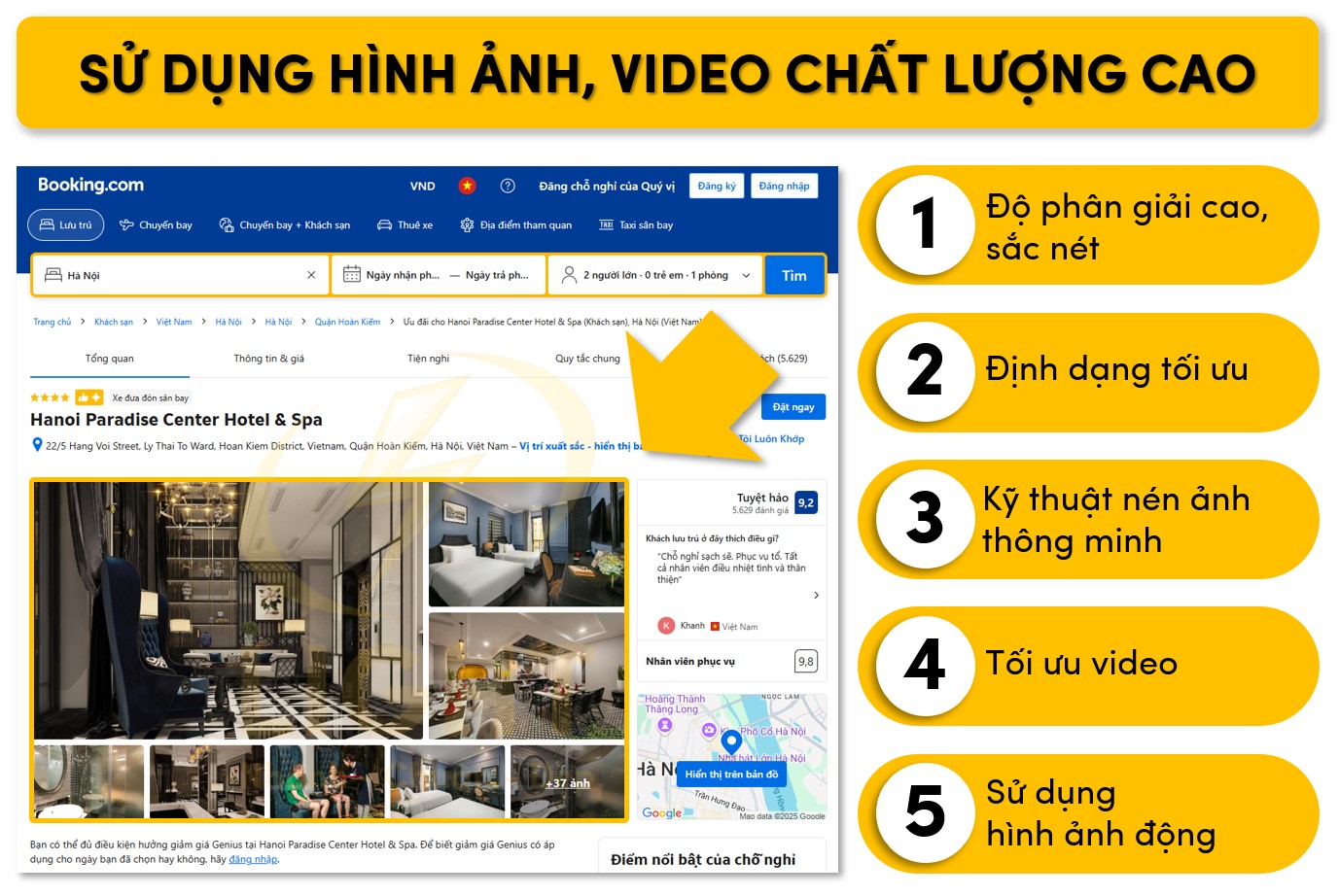 Tối ưu yếu tố hình ảnh, video chất lượng cao