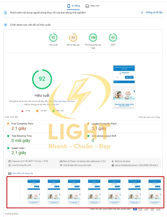 Tối ưu tốc độ tải trang dưới 1s với Light web