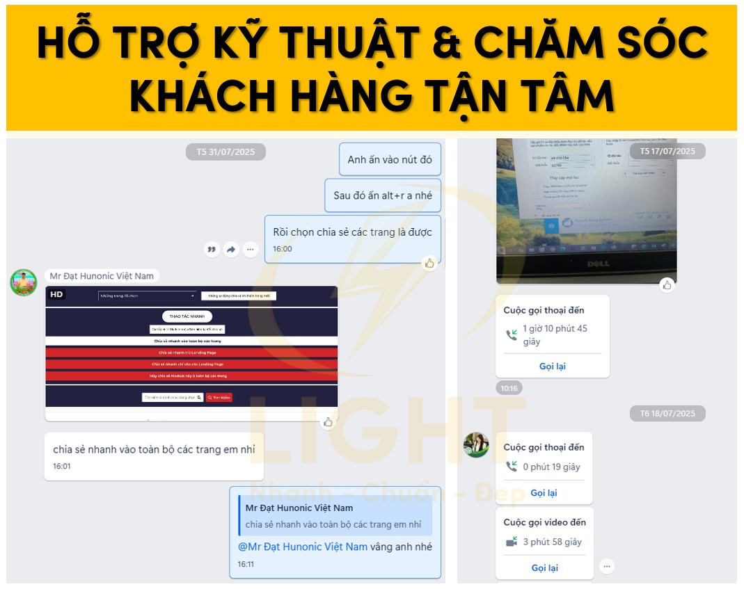 Hỗ trợ kỹ thuật và chăm sóc khách hàng tận tâm