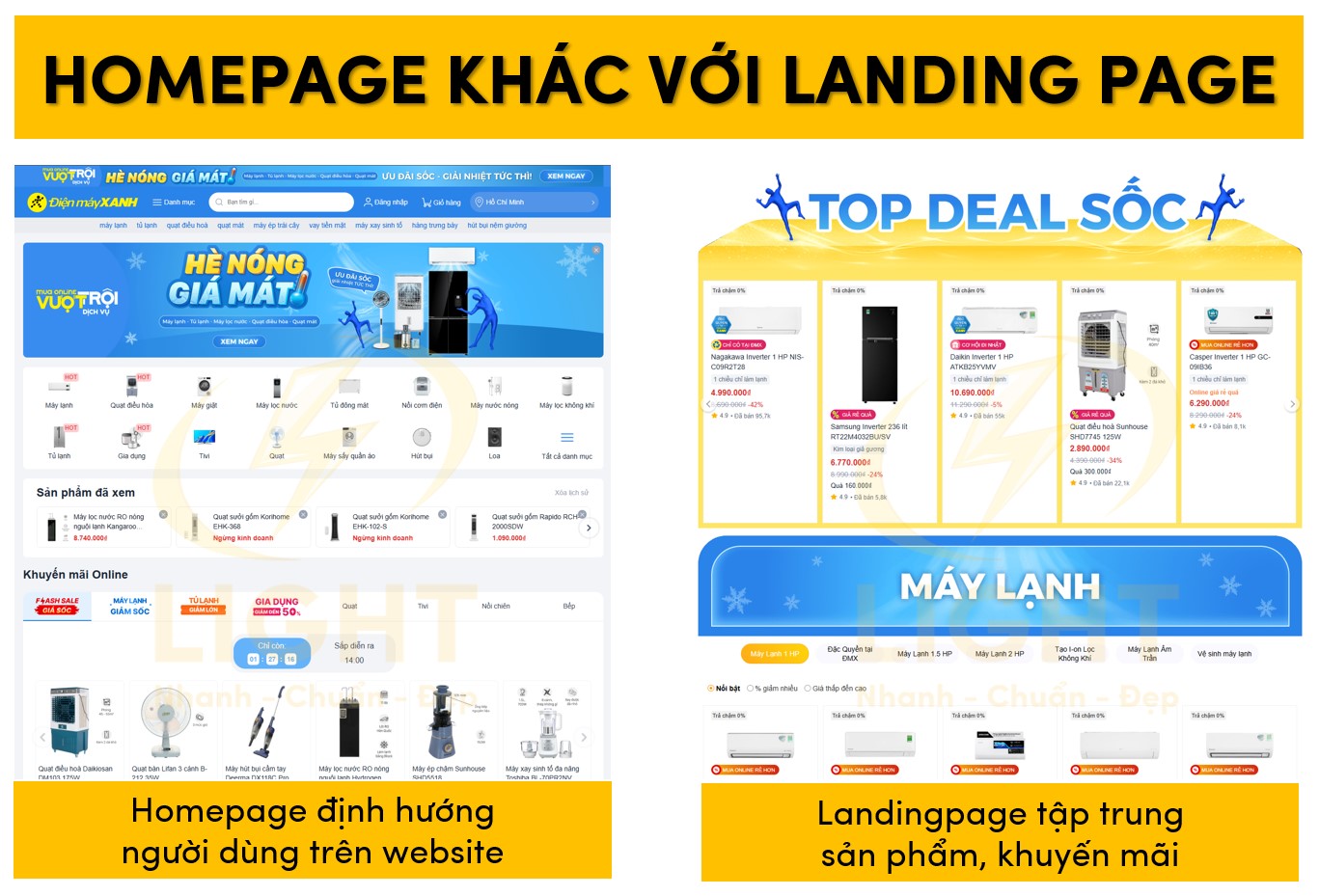 Điểm khác của homepage và landingpage