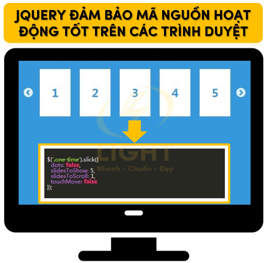 jQuery đảm bảo mã nguồn hoạt động tốt trên các trình duyệt