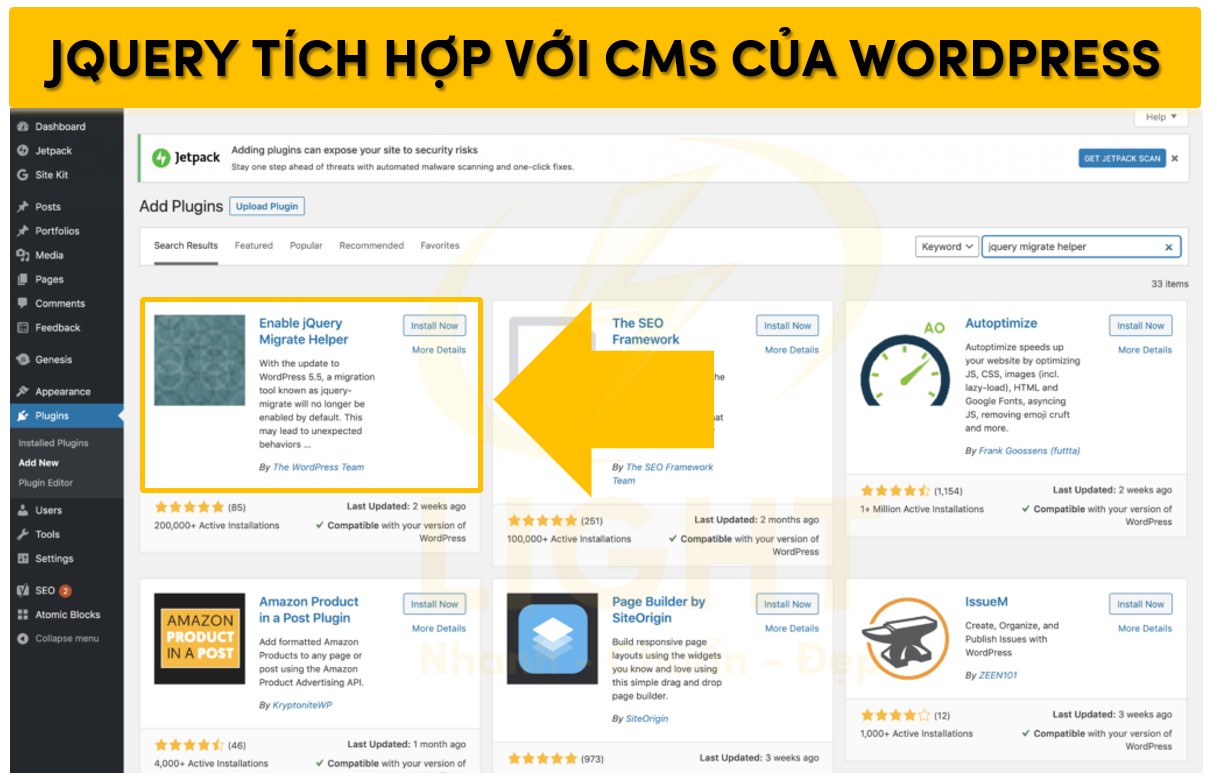 jQuery tích hợp với CMS của Wordpress