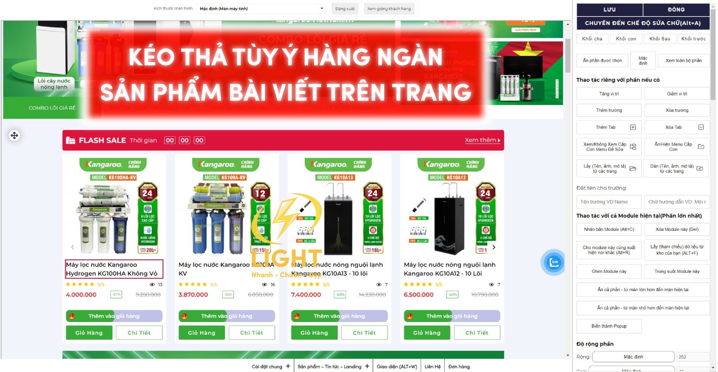 Kéo thả mọi thành phần trên website