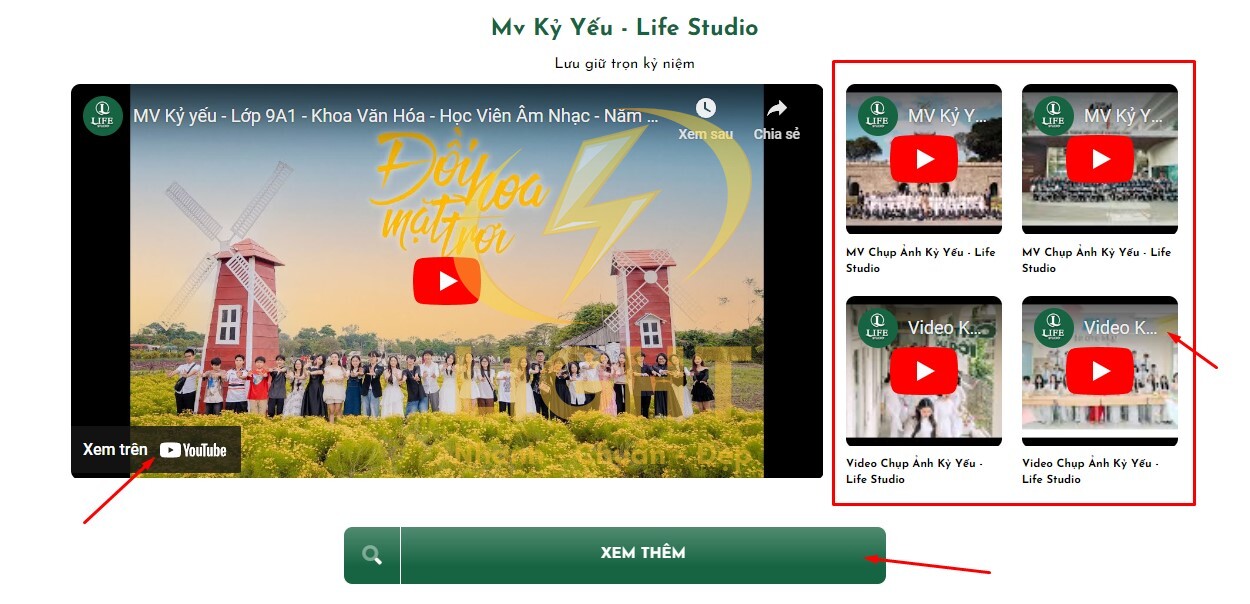 Kết hợp modul video vào trong trang để tạo sự ấn tượng của Life Studio