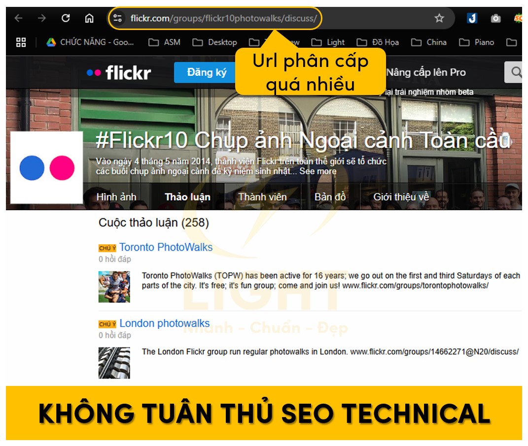 Trang không tối ưu về kỹ thuật SEO