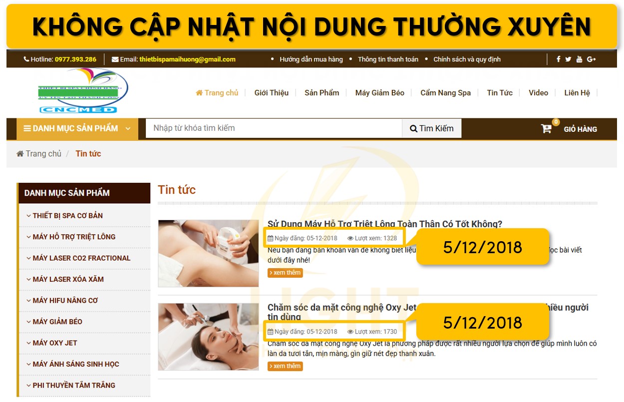 Không đăng nội dung hàng tuần hoặc hàng tháng